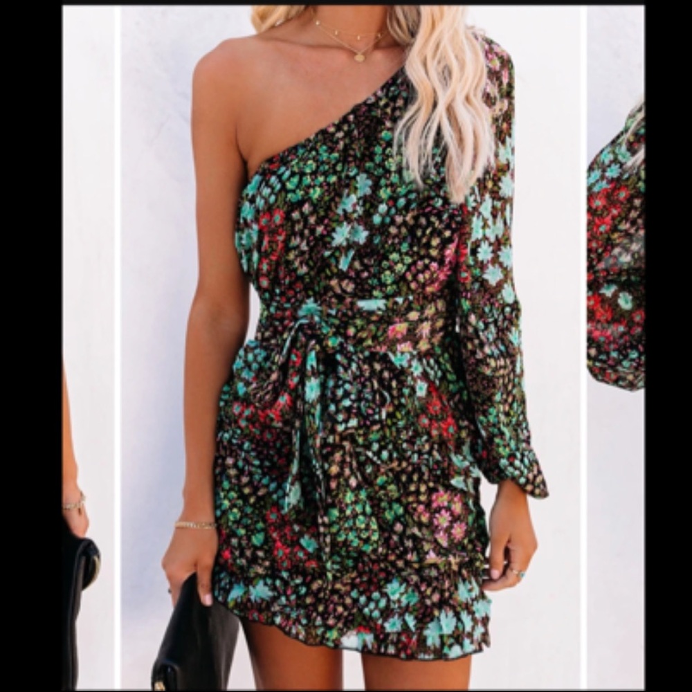 ABG Floral One Shoulder Mini Dress